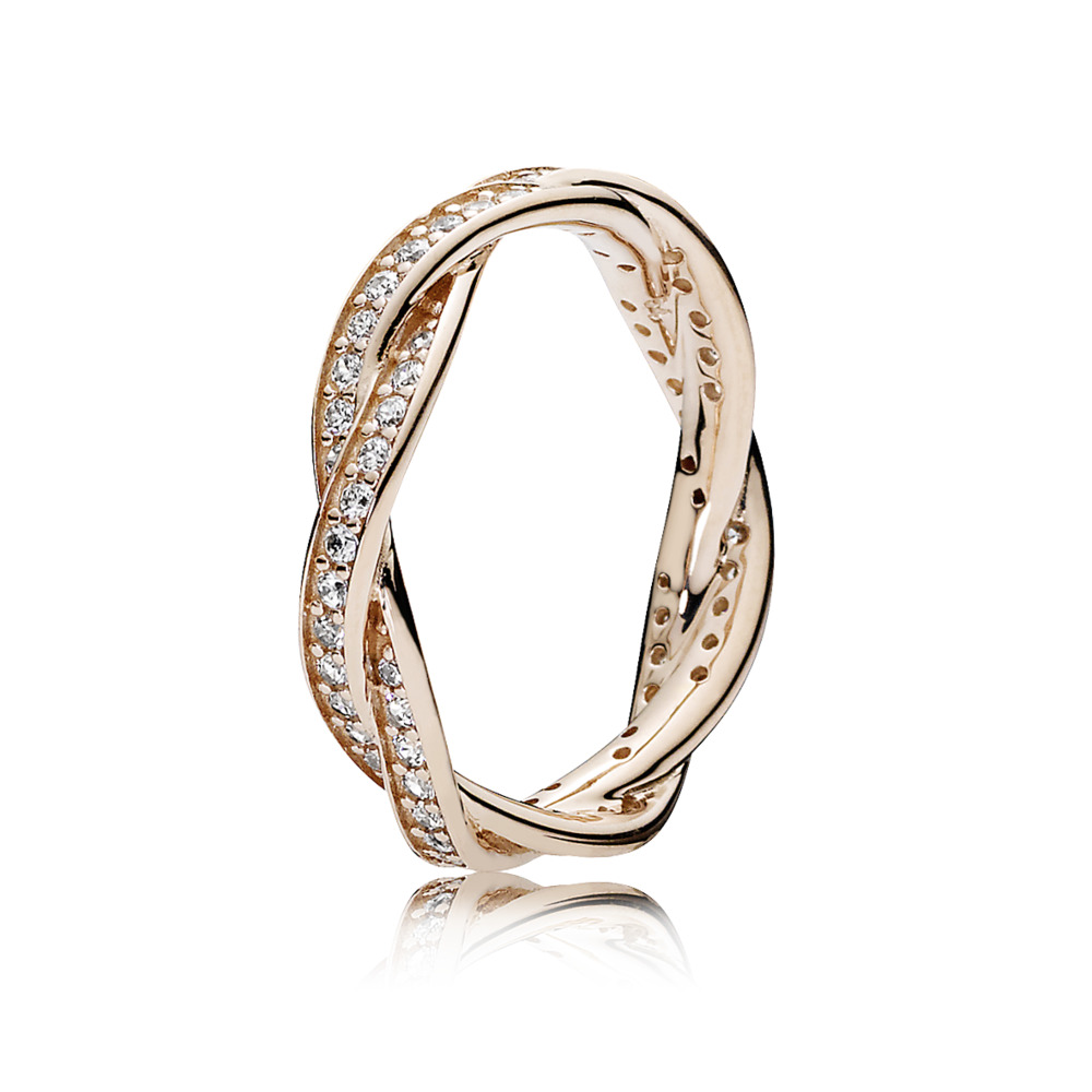 PANDORA ROSE 180892CZ-52 SPARKLING TWISTED LINES RING SIZE 6