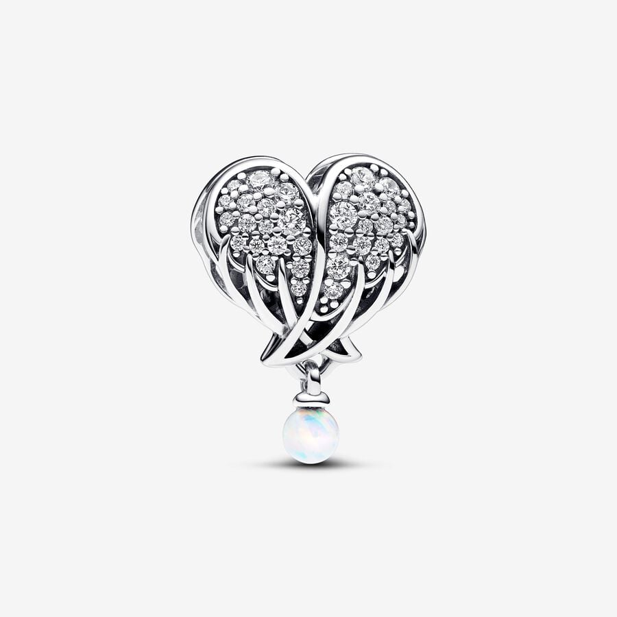 PANDORA 792980C01 Sparkling Angel Wings Heart Charm - Main Image