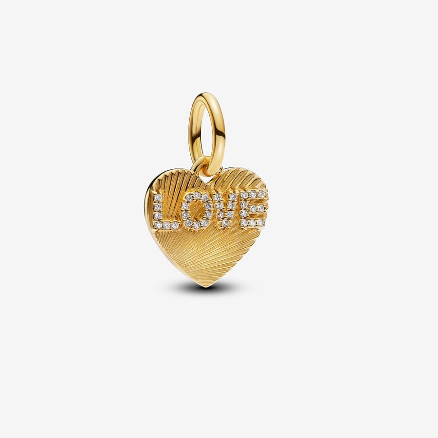 PANDORA 763604C01 Engravable Love Heart Dangle Charm