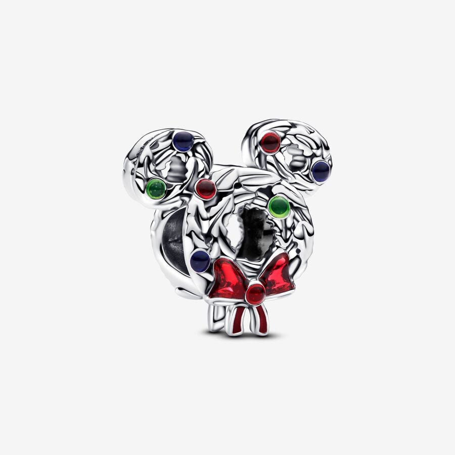 PANDORA 793531C01 Disney Mickey Mouse Christmas Wreath Charm
