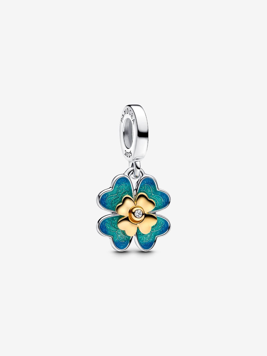 PANDORA 763624C01 Spinnable Four Leaf Clover Lab-Grown Diamo