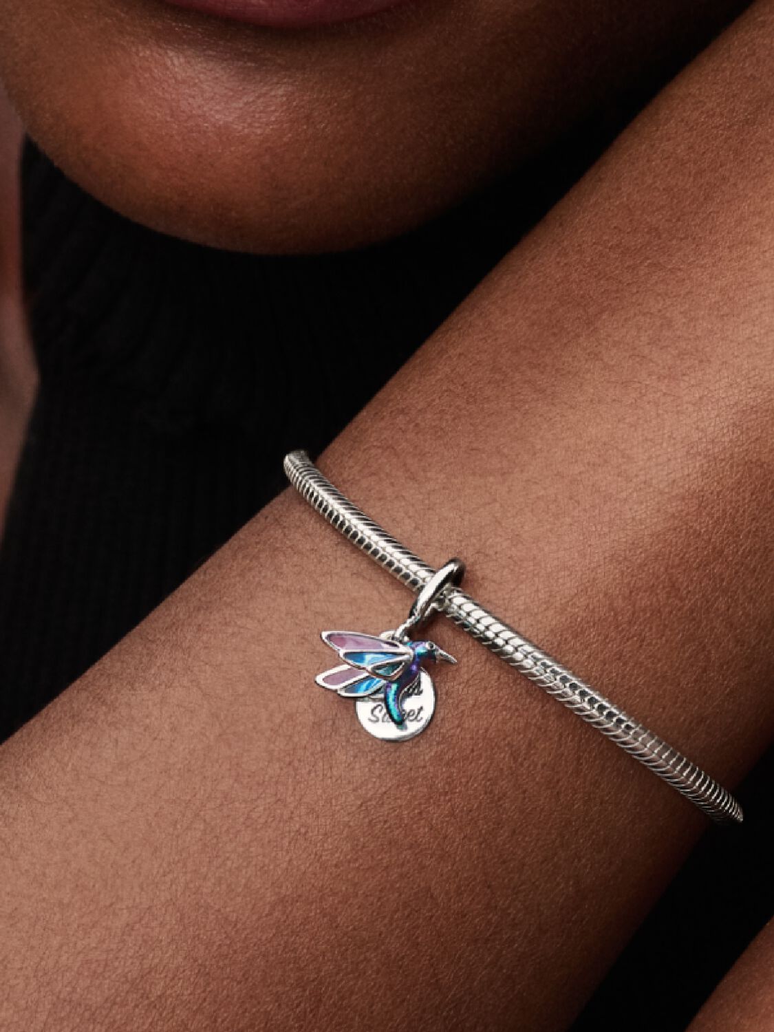 PANDORA PANDORA 793746C01 Hummingbird Double Dangle Charm