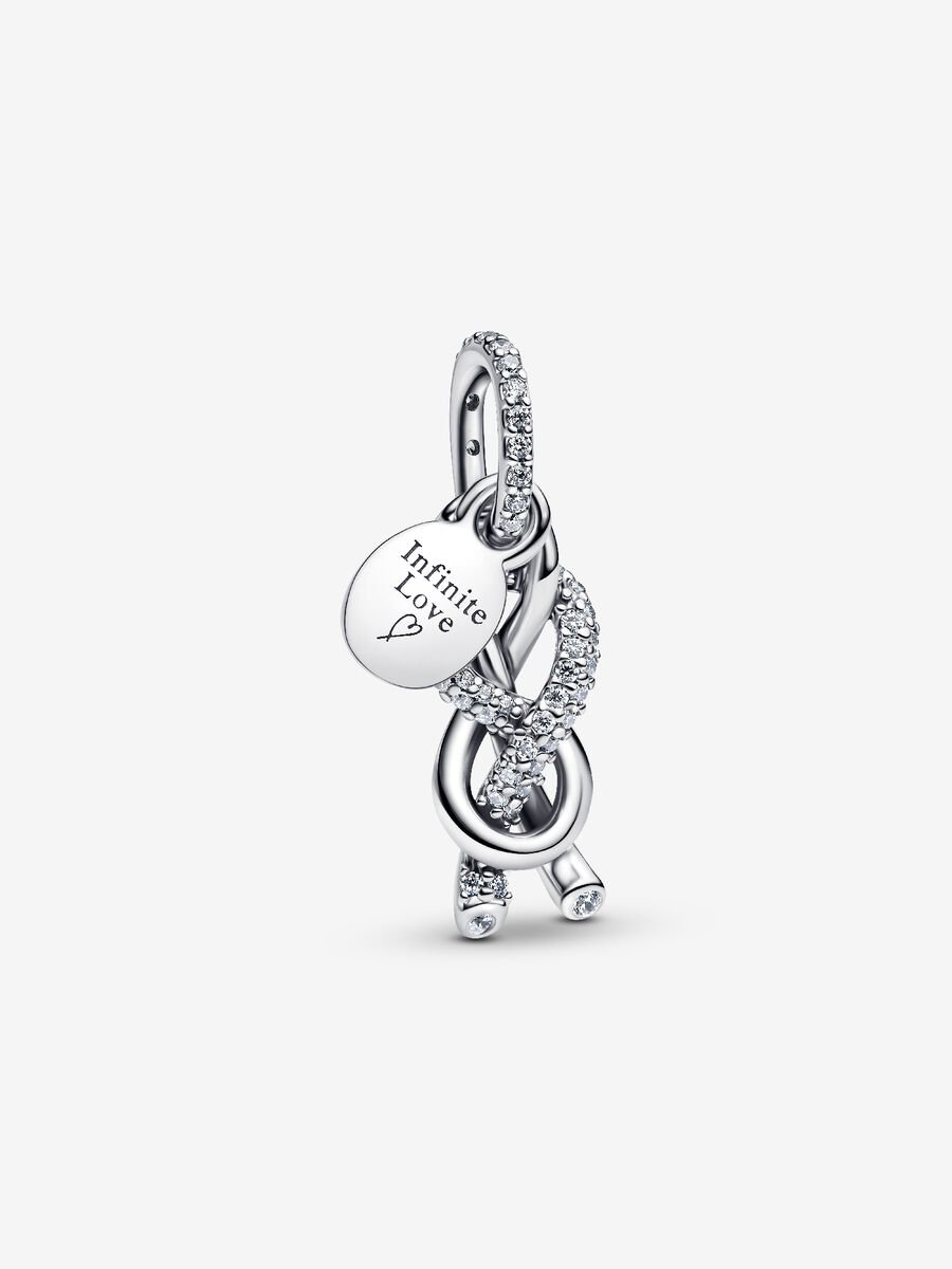 PANDORA 793780C01 Pave Infinity Knot Dangle Charm