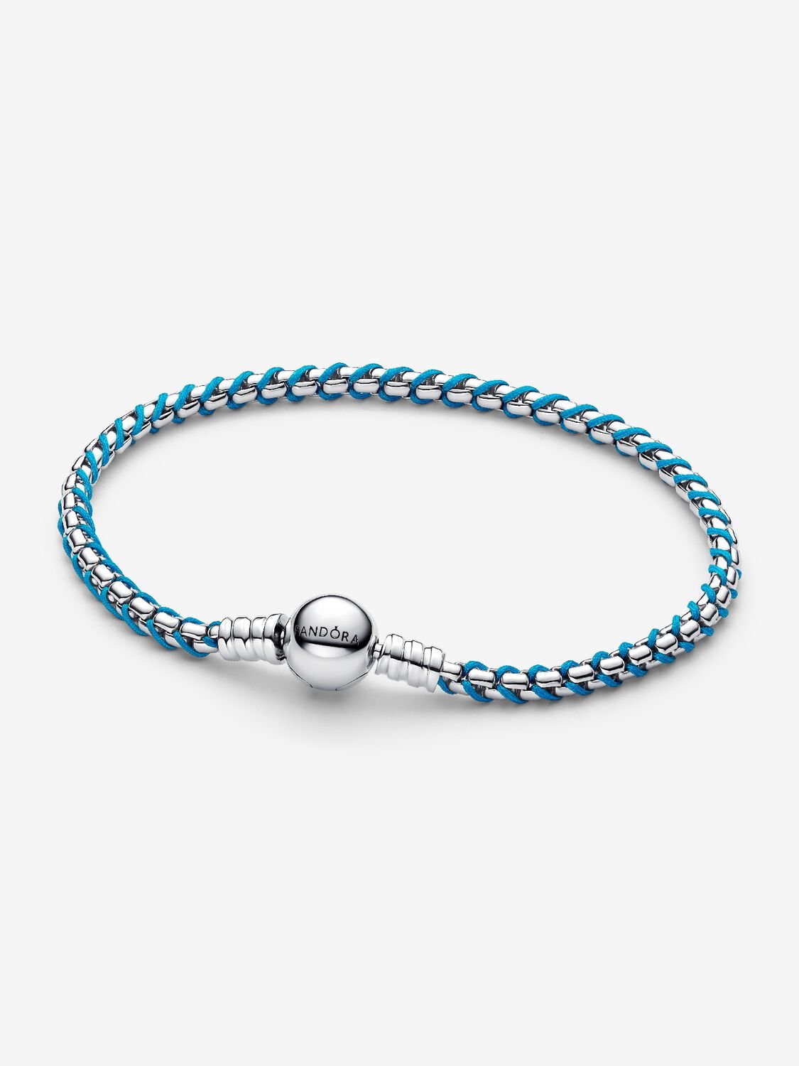 PANDORA 593816C01-18 Braided Sterling Silver Box Chain Brace