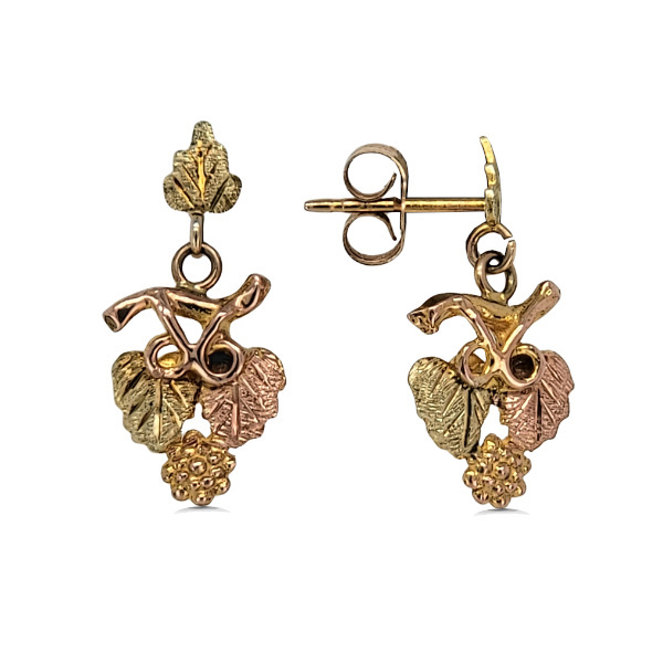 10K Mid-century Modern Black Hills Gold Earrings Estate