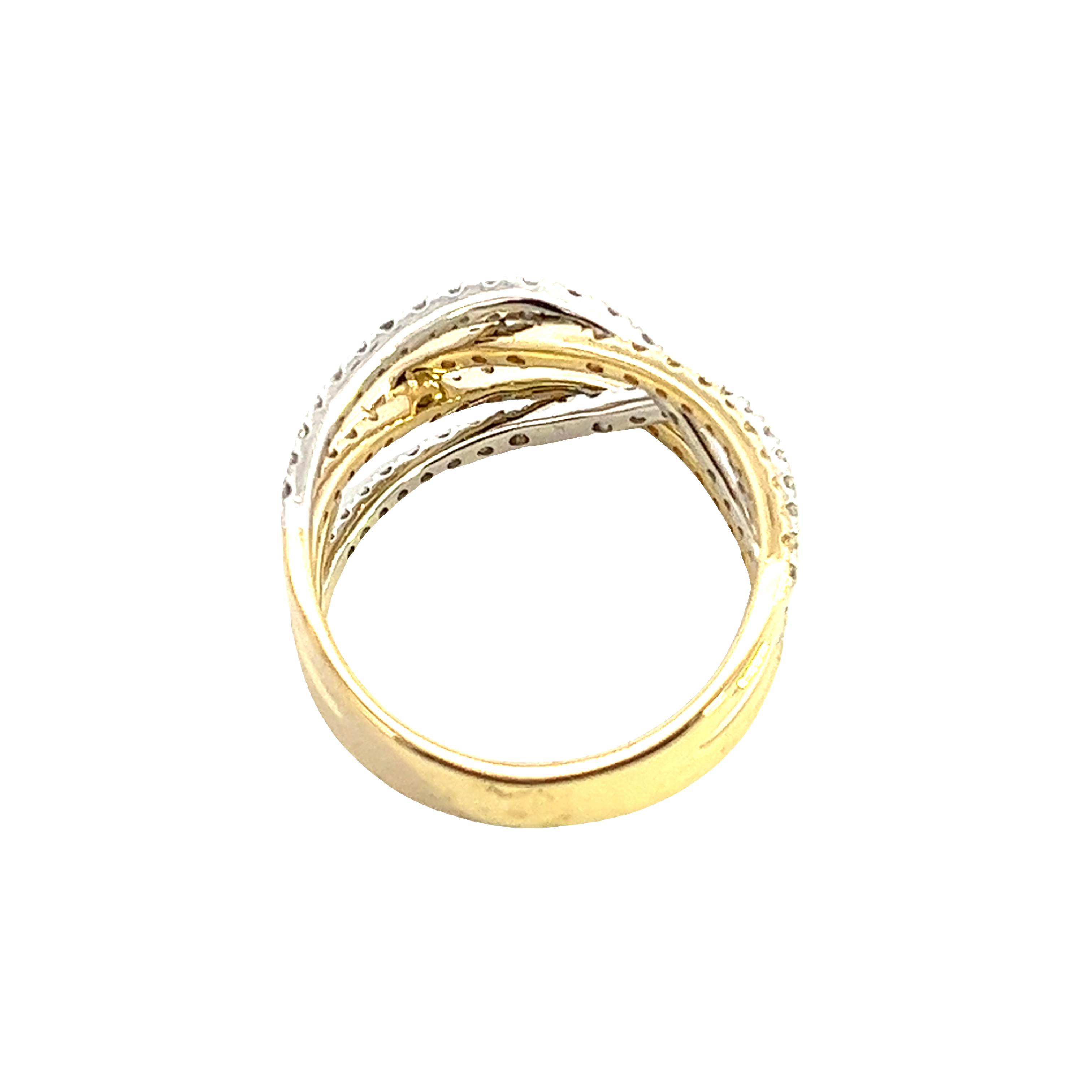 【MEJURI】日本未入荷☆14K スリム Twist Ring 1.00CTW 14K YG/WG Mined Diamond Inter Twisting Ring | The