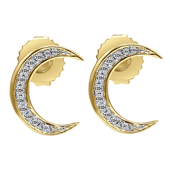 Diamond moon stud earrings clearance