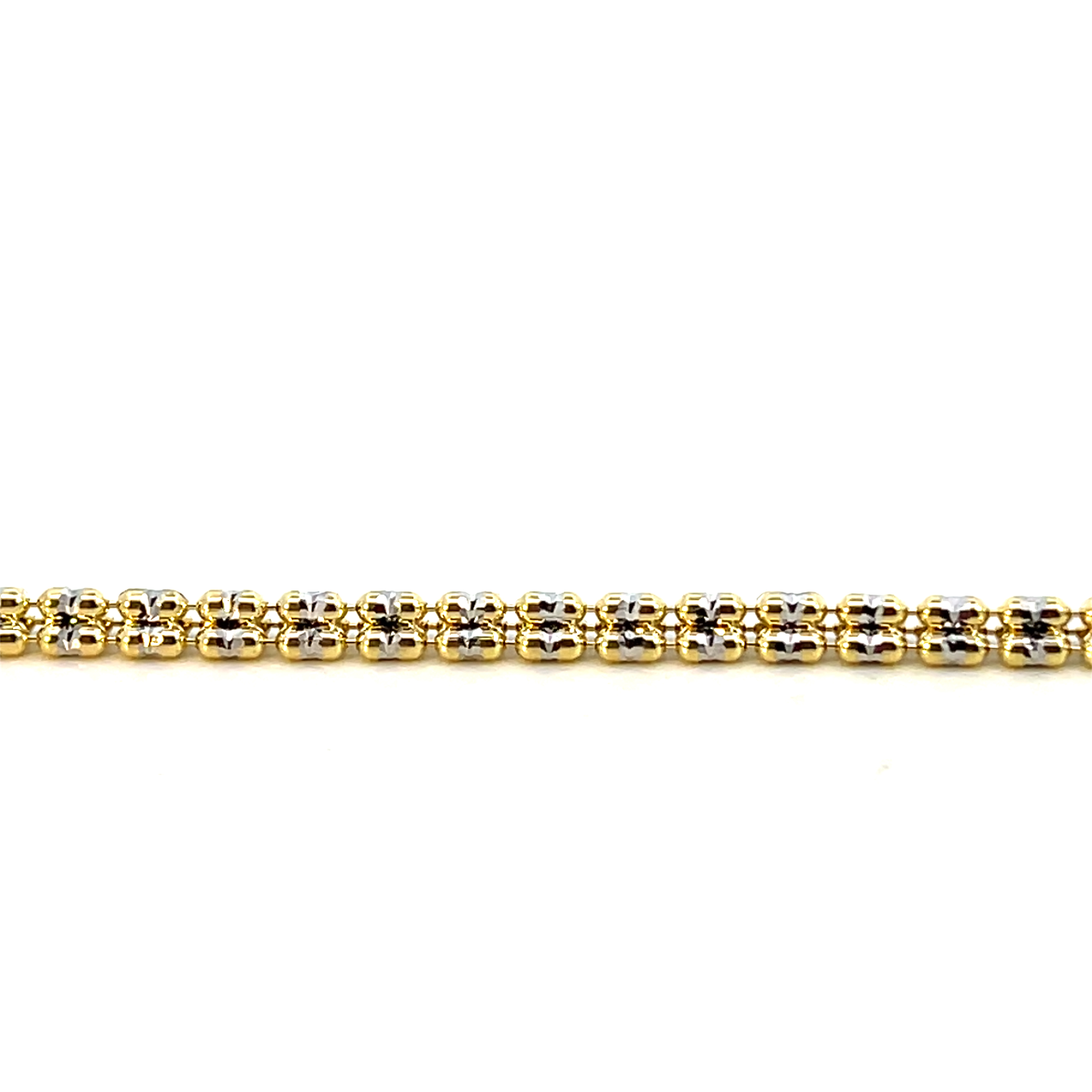 14K Yellow/White Gold Double Strand Ice Chain Bracelet | The Ring 