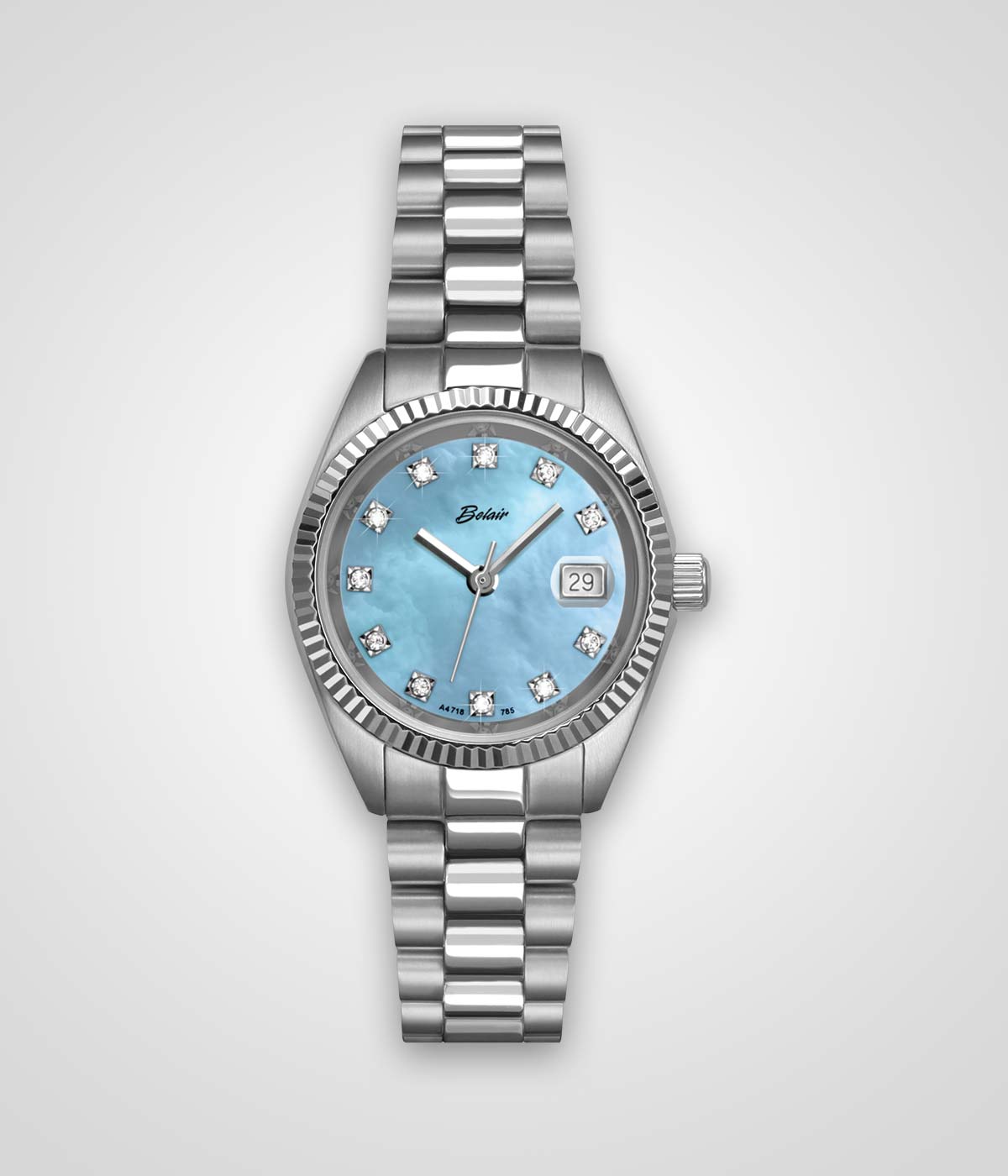 Ladies Stainless Steel 10ATM 11 Diamond Blue Mother of Pearl  display picture 2