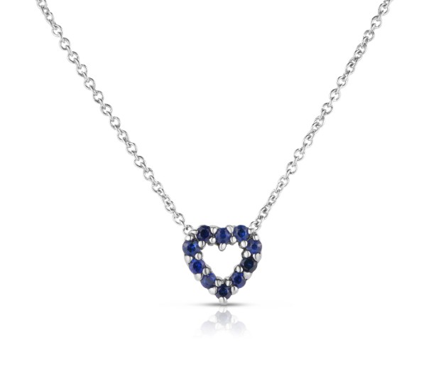 lab-grown-diamond-natural-blue  Diamond Saphire Heart Pendant .25TDW .75KTS 18KT display picture 1