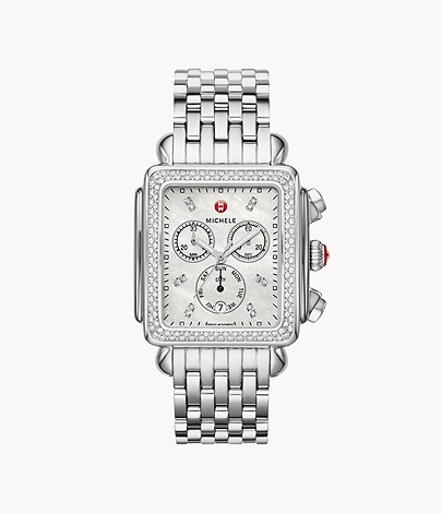 Michele S/S 36MM XL Deco Diamond Swiss Watch 001-500-01010 | Tom