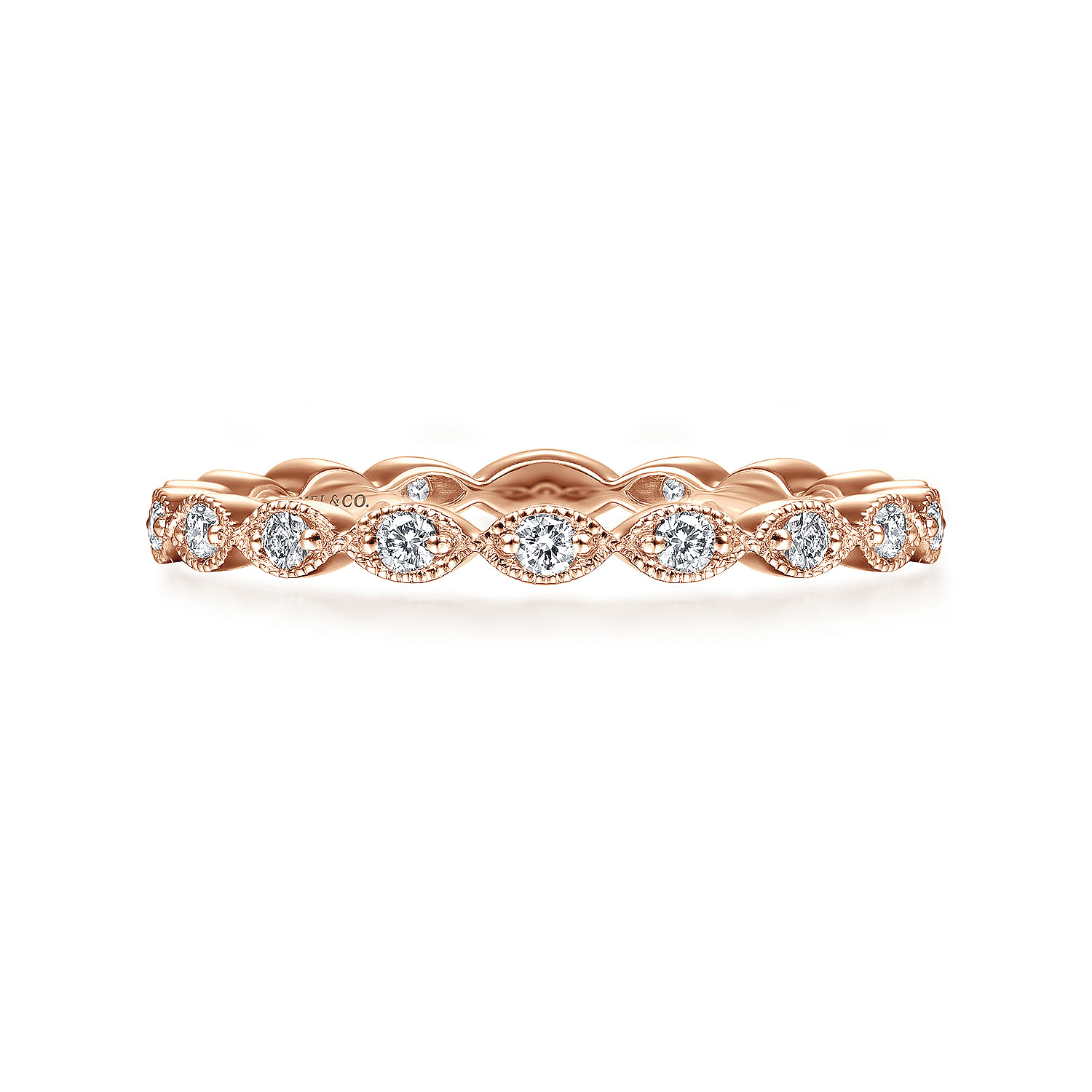 Gabriel Rose Gold Stackable Diamond Band Toner Jewelers