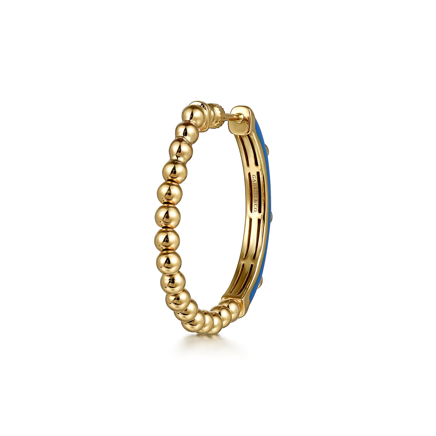 Gabriel & Co.14K Yellow Gold Blue Enamel Hoops 001-425-00326 | Toner  Jewelers | Overland Park, KS