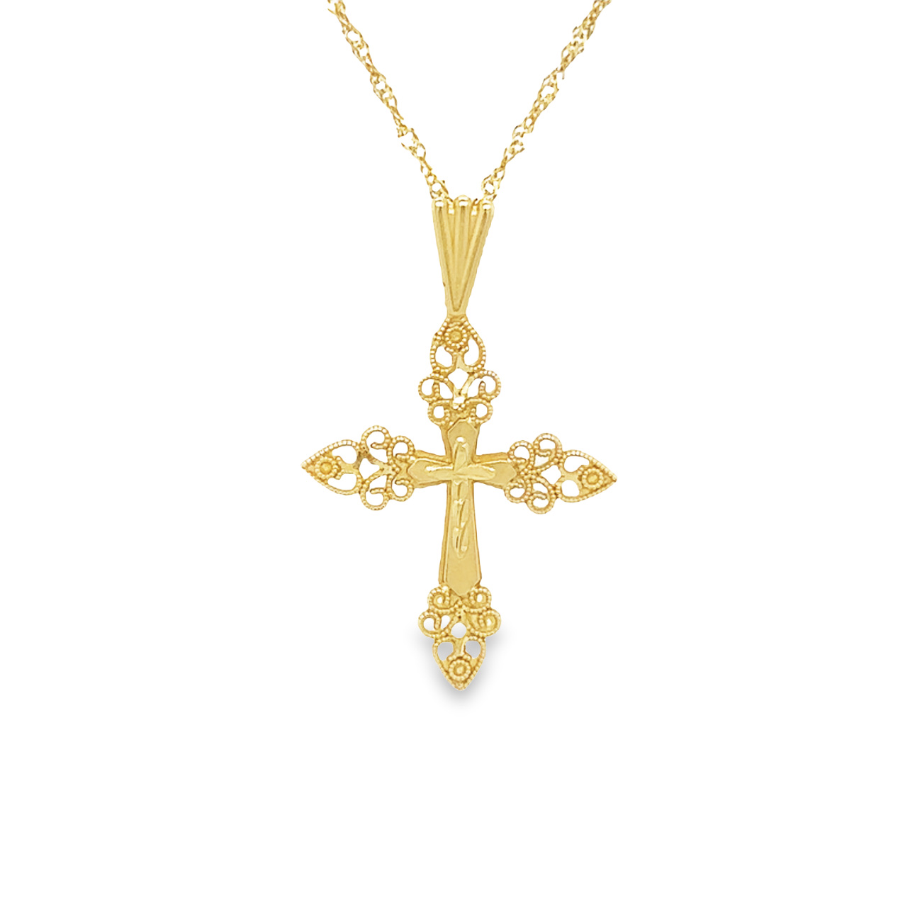 Estate 14k Yellow Gold Cross Pendant 001-765-00670 14KY