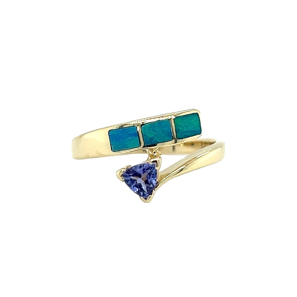 Estate 14K Yellow Gold Tanzanite and Opal Ring 001-775-02612