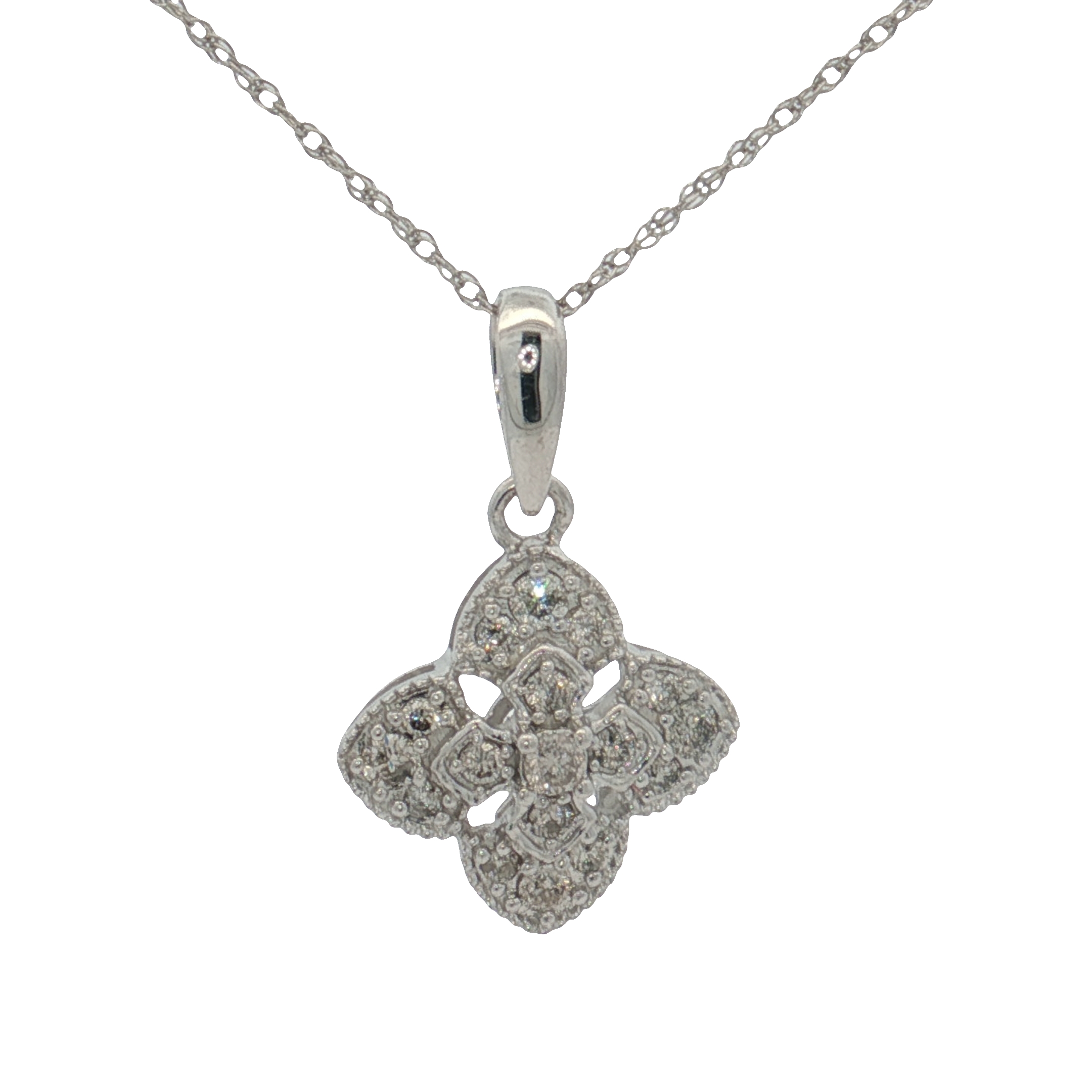 14 Karat White Gold Diamond Clover Pendant 001-160-02051 | Trinity ...