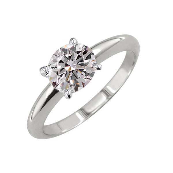 Bague De Fiançailles Solitaire En Or Blanc 14 Carats Avec Diamant 1,24 Ct F/VS2 - Fina Jewelers - Neuf Avec Emballage