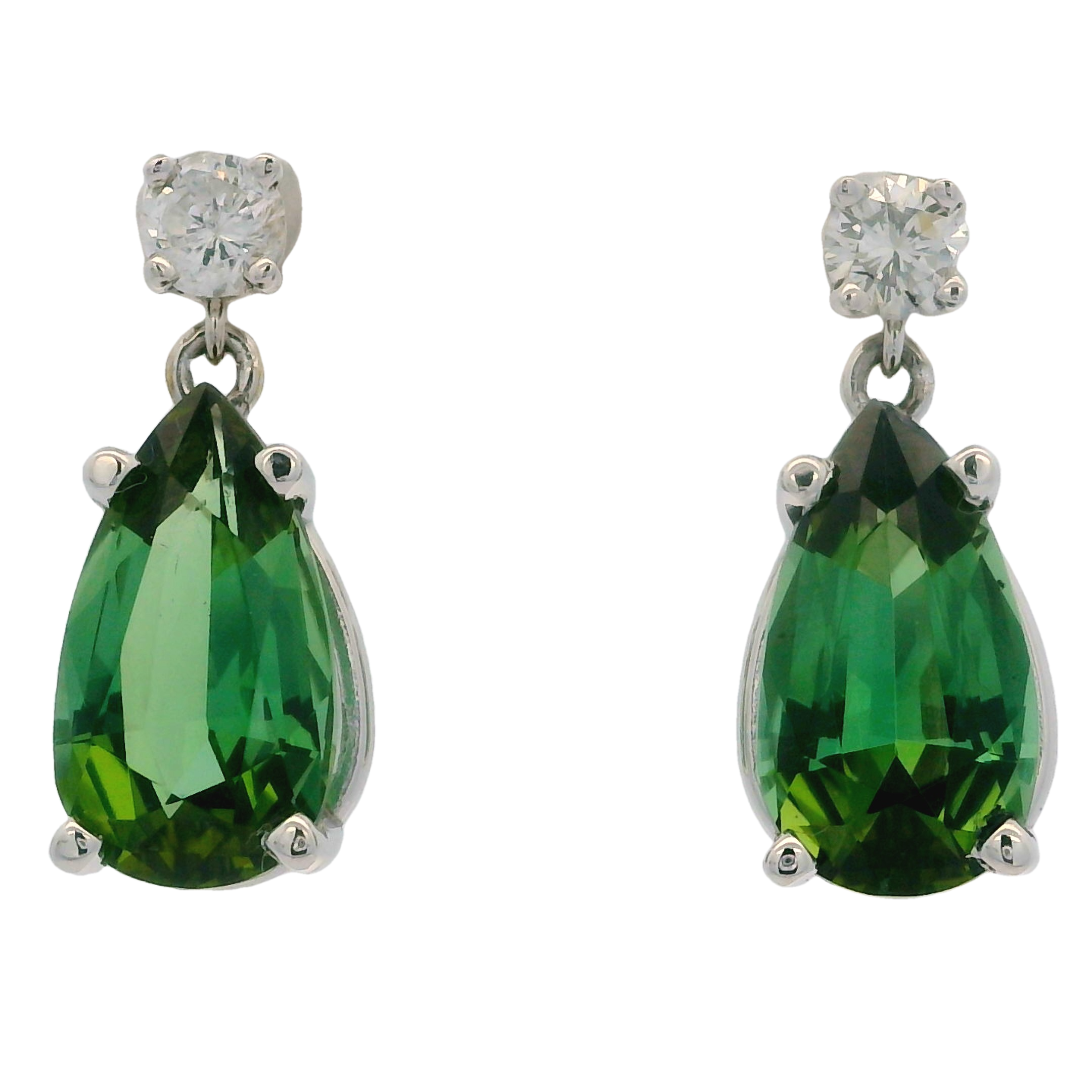 Green Tourmaline and diamond earrings