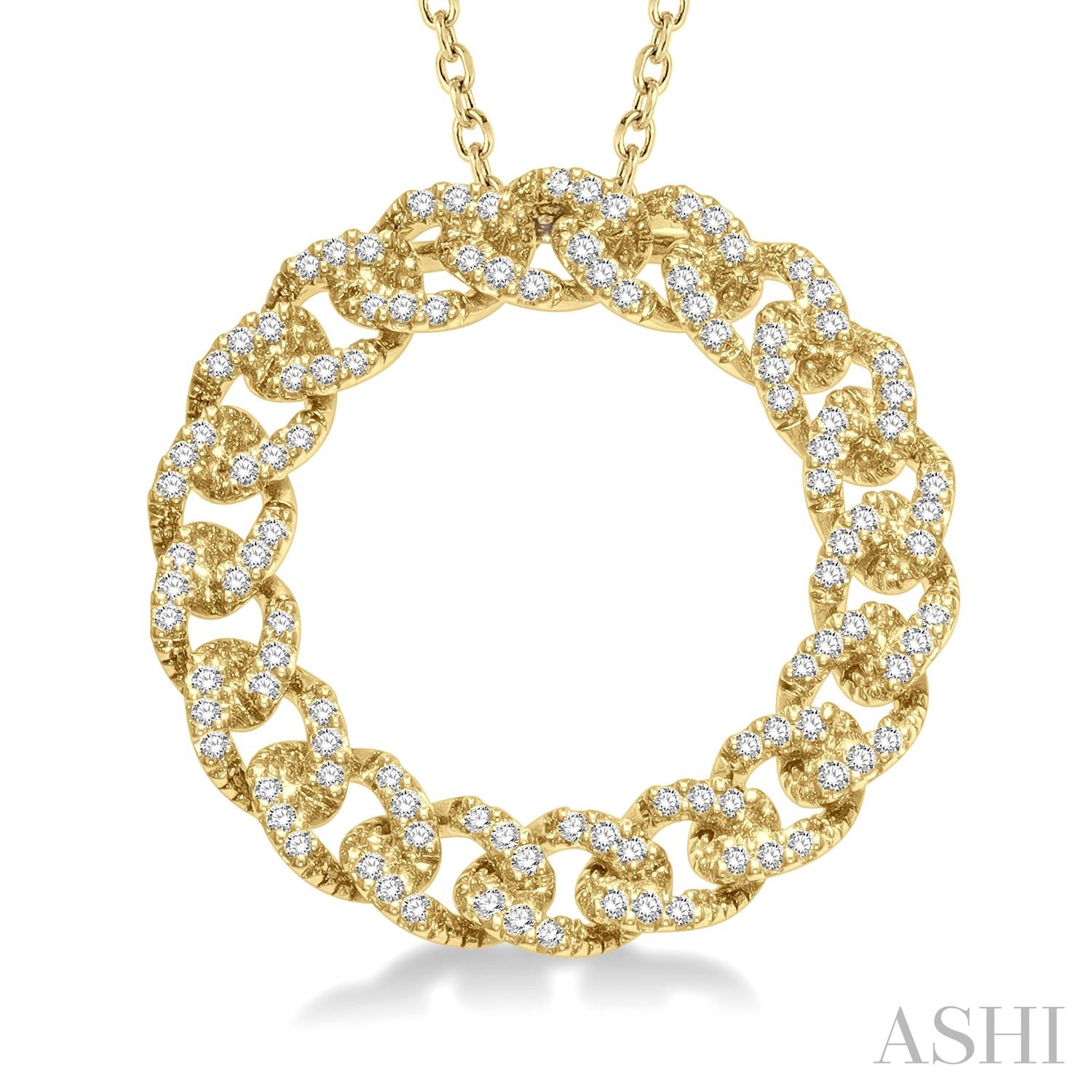 Curb Cuban Link Diamond Circle Pendant