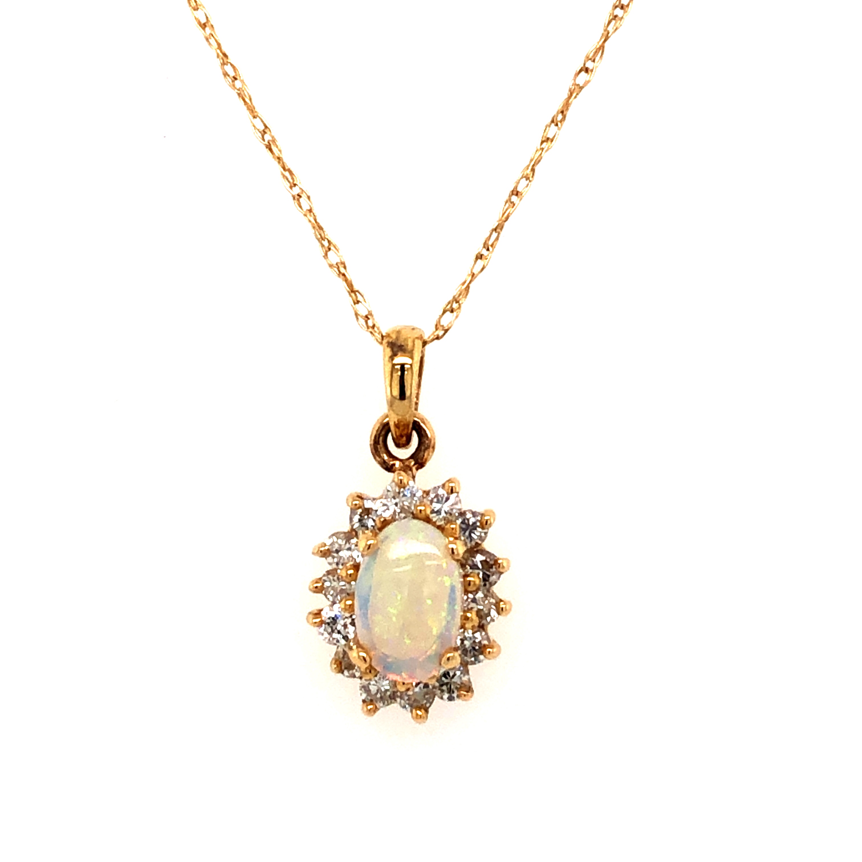 14K Gemtstone And Diamond Necklace