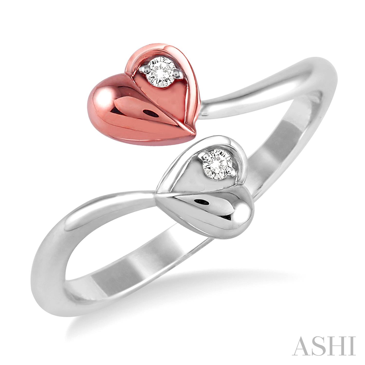 Twin Heart Shape Stone Diamond Fashion Open Ring