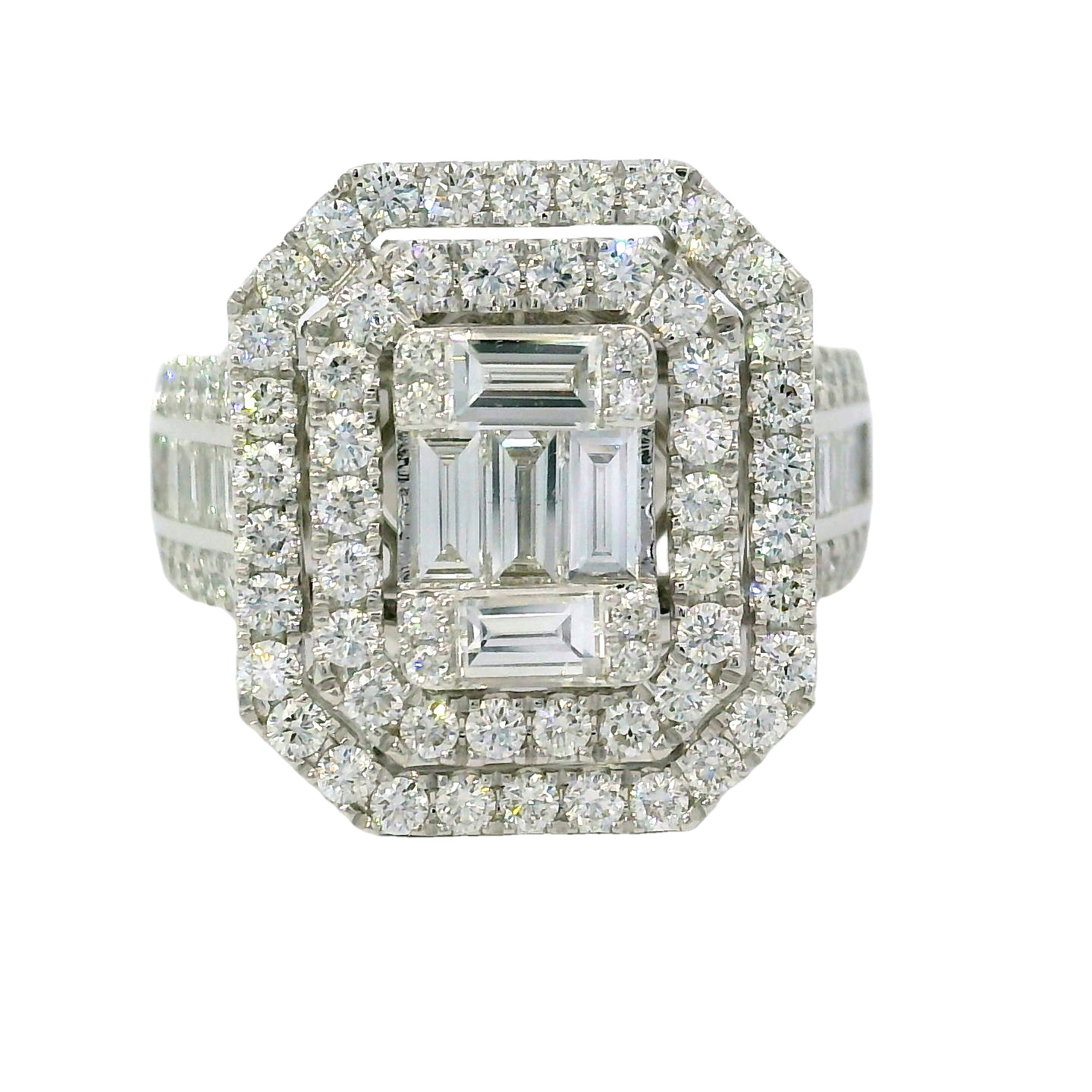 CT Baguette and Round Natural Diamond Ring