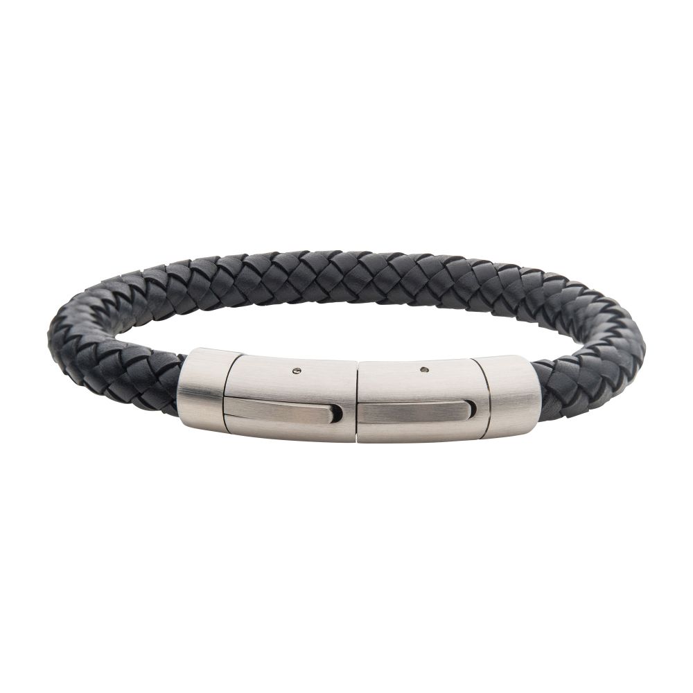 8mm Black Full Grain Cowhide Leather Bracelet