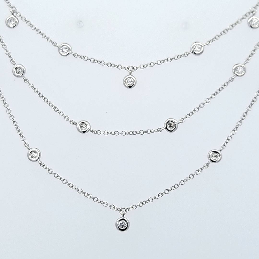 14K White Gold Layered Diamond Necklace –