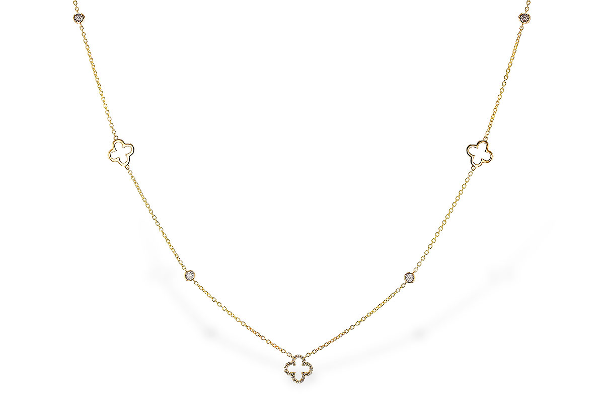 14K Yellow Gold Diamond Clover Necklace | 0.20 CT | 18