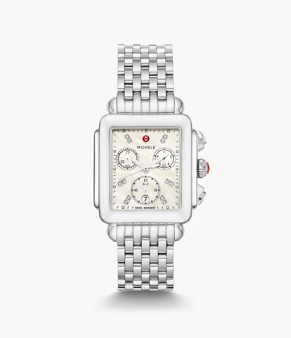 Art Deco Stainless Steel Chronograph Watch with Diamond  display picture 3