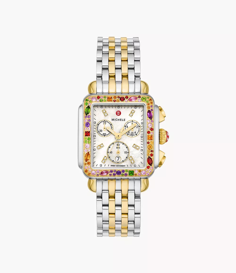 Michele Deco Soirée Watch with Gemstone Bezel & Two-Tone  display picture 3