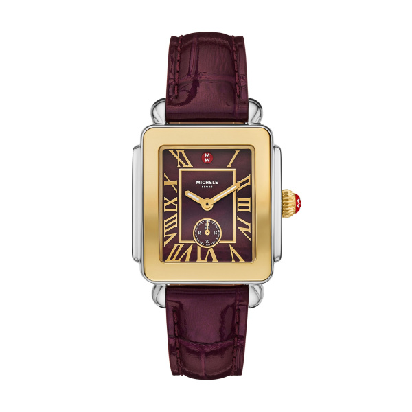 Michele Deco Mid Sport Watch – Gold, 16mm Leather Strap display picture 2
