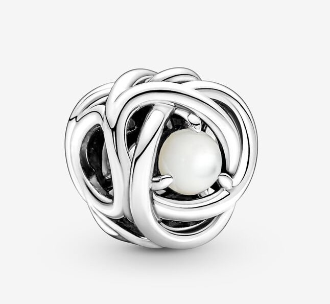 Pandora 790064C04 Charm Silver Eternity White Pearl June Birthstone