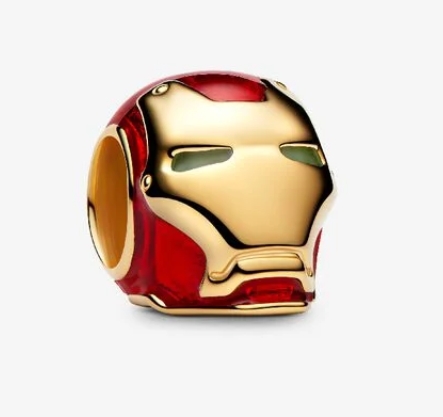 iron man helmet charm Pandora Marvel plated metal and features a multicolored design that includes both red and gold elements YGP Marvel Iron Man Helmet