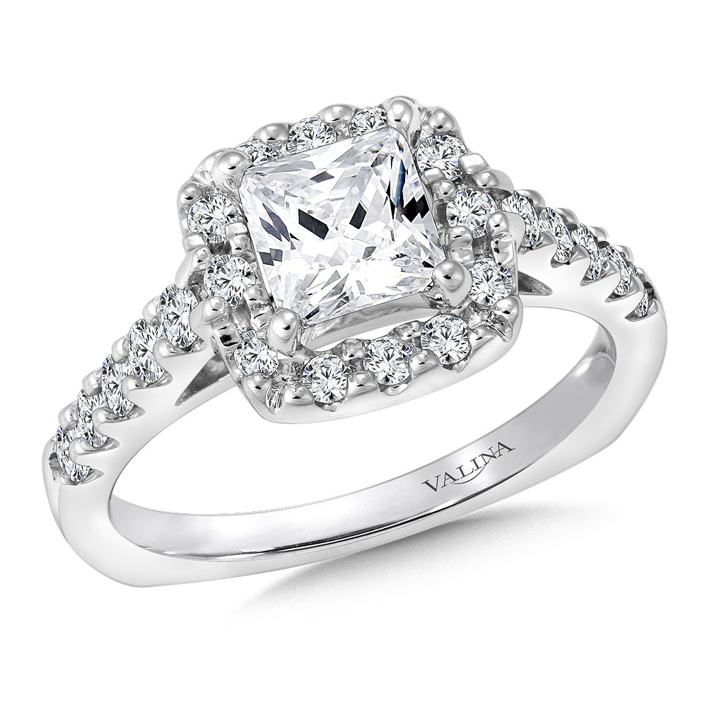 Halo Bold Diamond Engagement Ring Princess Cathedral, image size:1000x1000