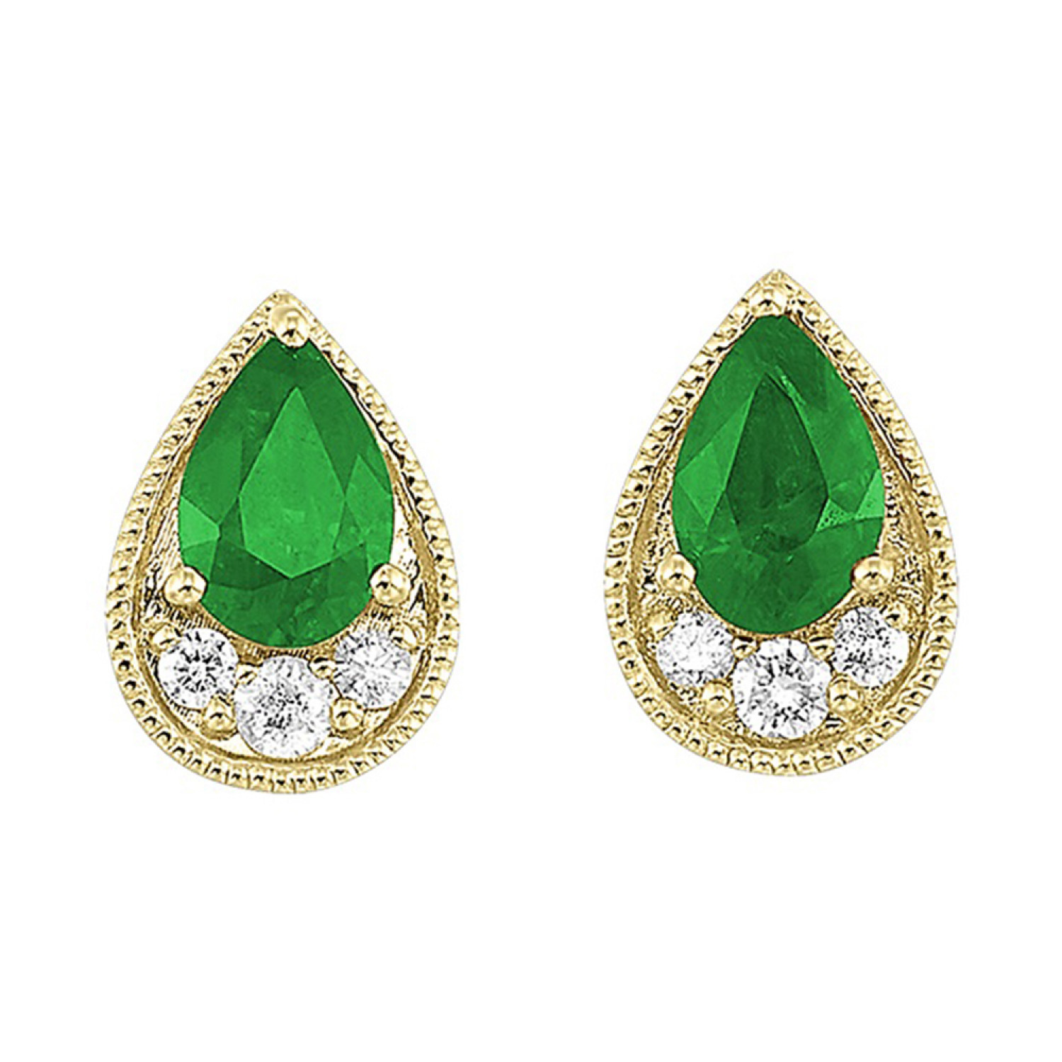 Pear Shape Emerald and Diamond Stud Earrings 001-210-05449 Venus