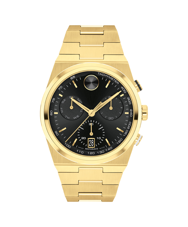 マウル　Q Denken Gold Movado BOLD Quest Chronograph – 42mm Yellow Stainless Steel