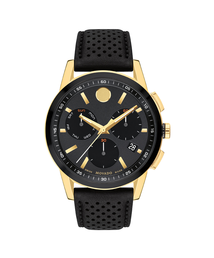 Movado Museum Sport Watch – Black & Gold Stainless Steel  display picture 1