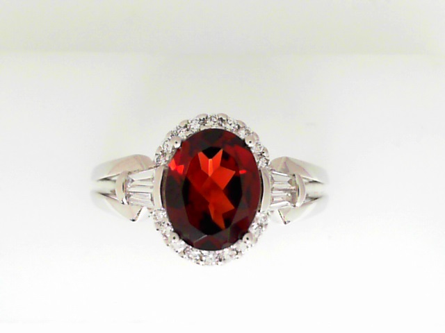 Garnet and Diamond White Gold Ring 001-200-00244 | Ware's Jewelers