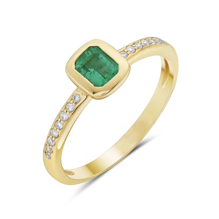 Bassali 14KT EMERALD AND DIAMOND RING 001-200-01073 | Z's